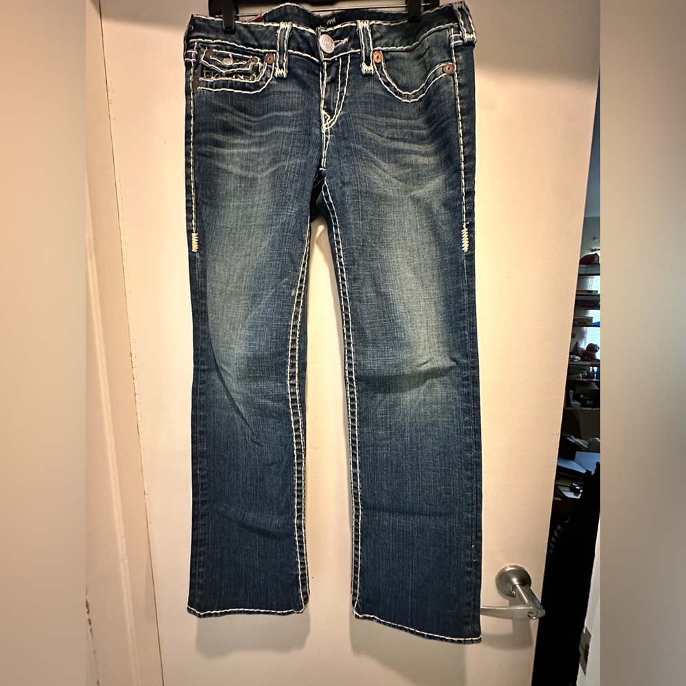 True Religion Blue Boot Cut Jeans with Classic Fading